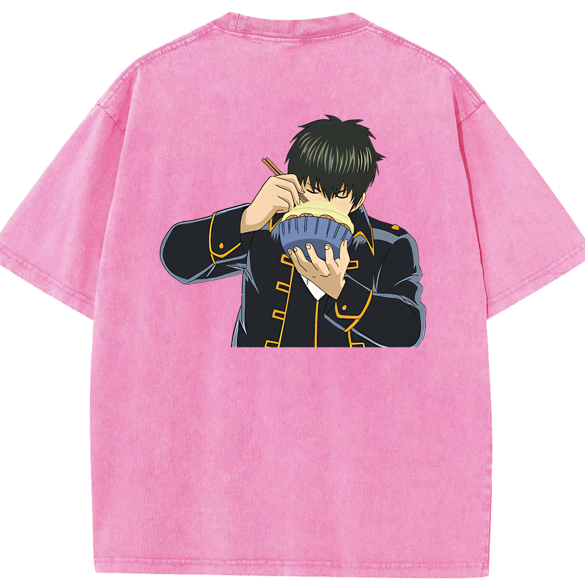 （画像用） ぎんたま 坂田銀時（さかたぎんとき） 神楽 志村新八（しむら しんぱち） GINTAMA Sakata Gintoki Kagura Shimura Shinpachi 綿100% ヴィンテージ風 半袖Tシャツ（背面プリント）